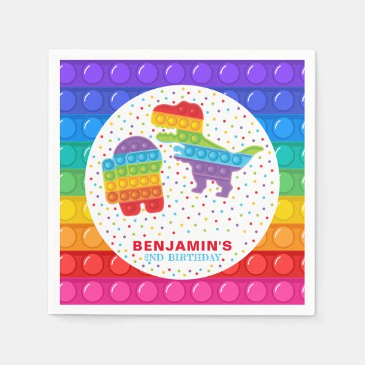 Pop it Boy Birthday - persoonlijk kleurig Servet (Voorkant)