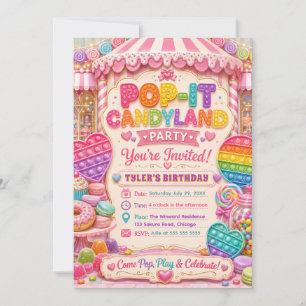 Pop-It Candyland Verjaardagsfeestje Kaart