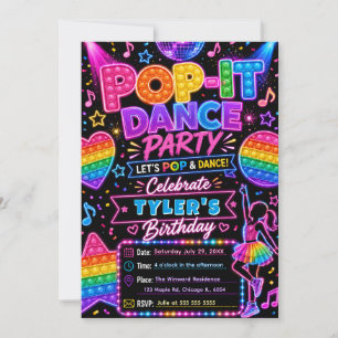 Pop It Dans Verjaardagsfeestje Kaart