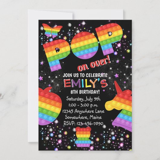 Pop It Fidget Rainbow Anniversaire Invitations (Devant)