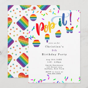 Pop it Speelgoed regenboogkleuren kinderen Birthda Kaart