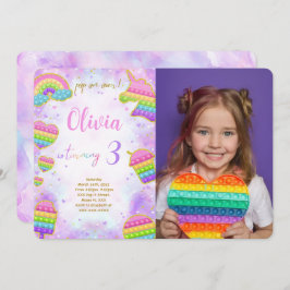 Pop it Verjaardagsfotouitnodiging Kaart