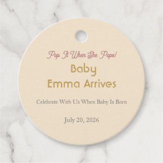 Pop It When She Pops | Baby Shower Favor Tag Bedankjes Labels