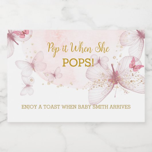 Pop it When She Pops Foil Mini Champagne Étiquette (Étiquettes simples)