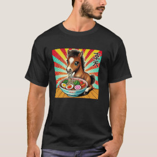 Pop Japanse Kunst Noedel Liefhebber Cute Paard Veu T-shirt