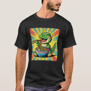 Pop Japanse Kunst Noedels Wilde dieren Krokodil Ra T-shirt
