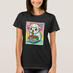 Pop Japanse Kunst Postzegel Cute Lam Schaap Ram T-shirt