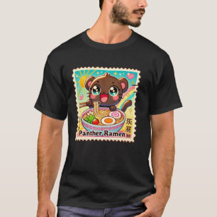 Pop Japanse Kunst Postzegel Noedels Panter Ram T-shirt