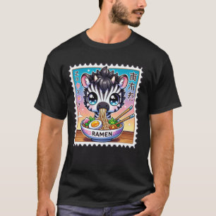 Pop Japanse Kunst Postzegel Schattig Zebra Veulen T-shirt