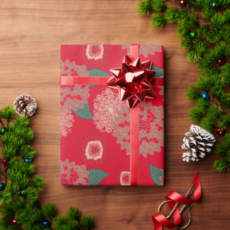 Pop kerstmisFlowerBurst-omslagpapier rood groen Cadeaupapier