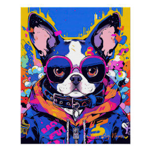 Pop Kunst Anime Franse Bulldog 004 - Victoria Sasu Perfect Poster