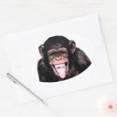 Pop Kunst Chimpansee Trekken Tongue uit Ovale Sticker (Envelop)