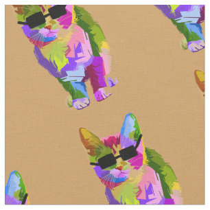 Pop Kunst coole kat met zonnebrillen kat Stof