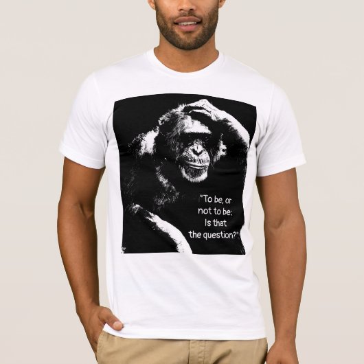 Pop Kunst die Monkey Shakespeare denkt citeert Man T-shirt (Voorkant)