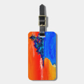 Pop Kunst Exotic Beach Palm Trees Bagagelabel (Voorkant verticaal)