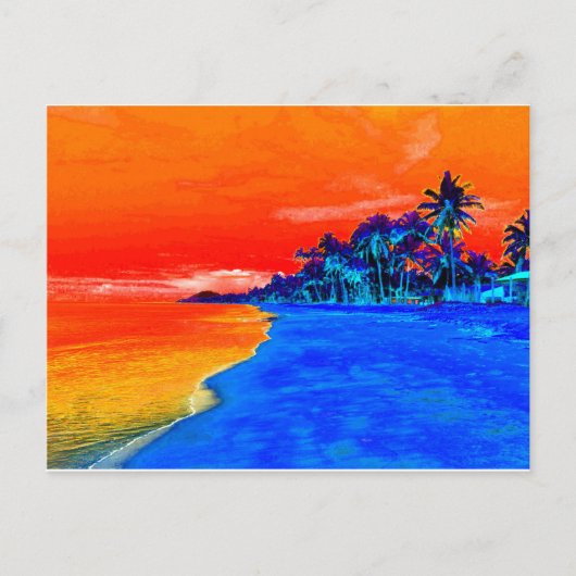 Pop Kunst Exotic Beach Palm Trees Briefkaart (Voorkant)