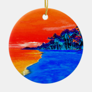Pop Kunst Exotic Beach Palm Trees Keramisch Ornament