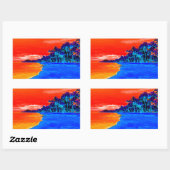 Pop Kunst Exotic Beach Palm Trees Rechthoekige Sticker (Vel)