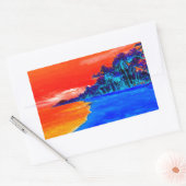 Pop Kunst Exotic Beach Palm Trees Rechthoekige Sticker (Envelop)