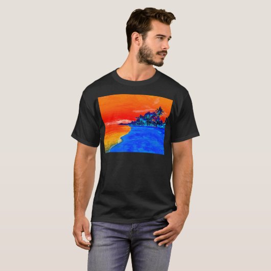 Pop Kunst Exotic Beach Palm Trees T-shirt (Voorkant volledig)