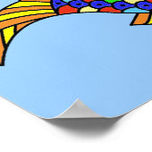 Pop Kunst Fancy Pisces Vis op Licht Blauw Poster (Hoek)