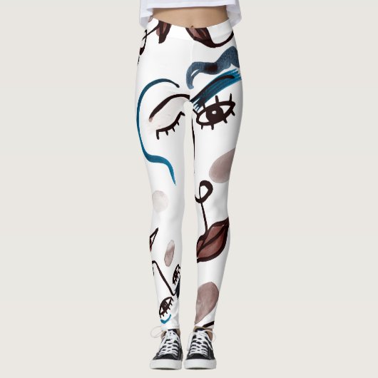 Pop kunst gezichten: abstracte waterverf. leggings (Voorkant)