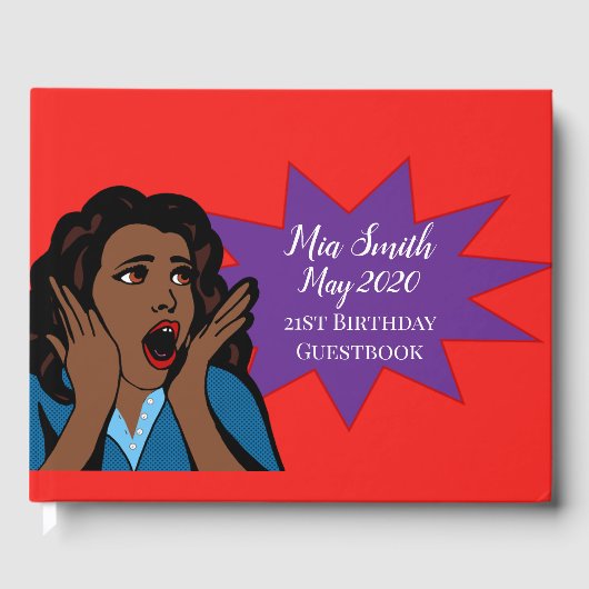 Pop kunst grappige moderne 21ste verjaardag gastenboek (Voorkant)
