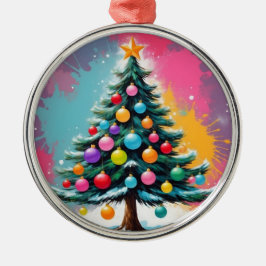 Pop kunst kerst met spatten van kleuren metalen ornament