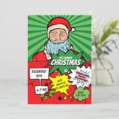 Pop Kunst kerstkerstkerstkerstfeest Comic Uitnodig Kaart (Staand voorkant)