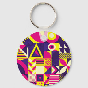 Pop kunst, kleurrijke geometrische vormen. sleutelhanger