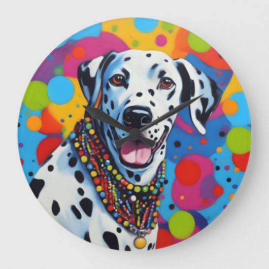Pop Kunst Levendig Dalmatisch Grote Klok (Voorkant)