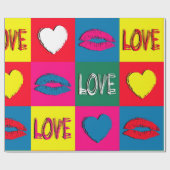 Pop kunst liefde cadeaupapier (Vlak)