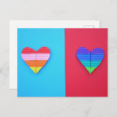 Pop kunst Love Twin Rainbow Hearts Briefkaart (Voorkant / Achterkant)