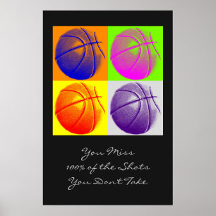 Pop Kunst Motivatie Citaat Basketball Poster
