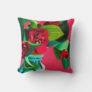 Pop Kunst rode camellia bloemen waterverf originee Kussen