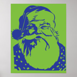 Pop kunst Santa green blue Poster