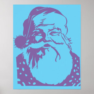 Pop kunst Santa Light blue mauve Poster