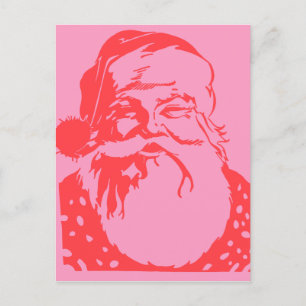 Pop kunst Santa roze rood Briefkaart