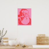 Pop kunst Santa roze rood Poster (Keuken)