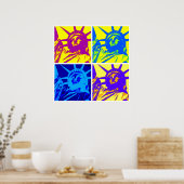 Pop Kunst Stijl Vrijheidsbeeld Vier Kleur Poster (Keuken)