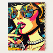 Pop Kunst Stripboek Vrouw Drink Boba Planner (Achterkant)