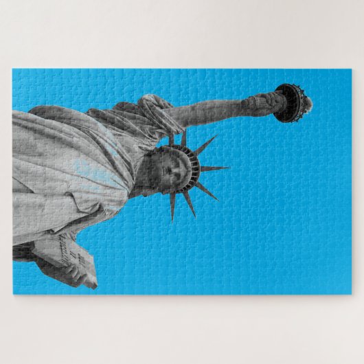 Pop Kunstbeeld van Liberty Blue Grey New York Legpuzzel (Horizontaal)