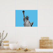 Pop Kunstbeeld van Liberty Blue Greyscale New York Poster (Keuken)