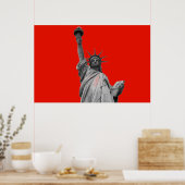 Pop Kunstbeeld van Liberty Red Greyscale New York Poster (Keuken)