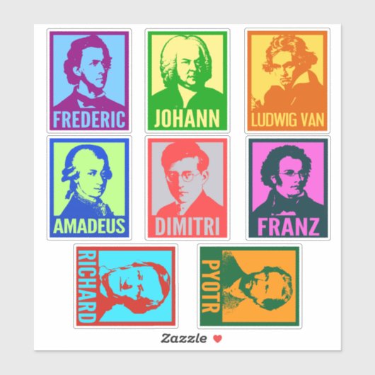 Pop Kunstcomponisten | Kleurrijke Mod Custom Cut V Sticker (Vel)