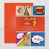 Pop kunstmeisje komische verjaardag kaart (Voorkant / Achterkant)