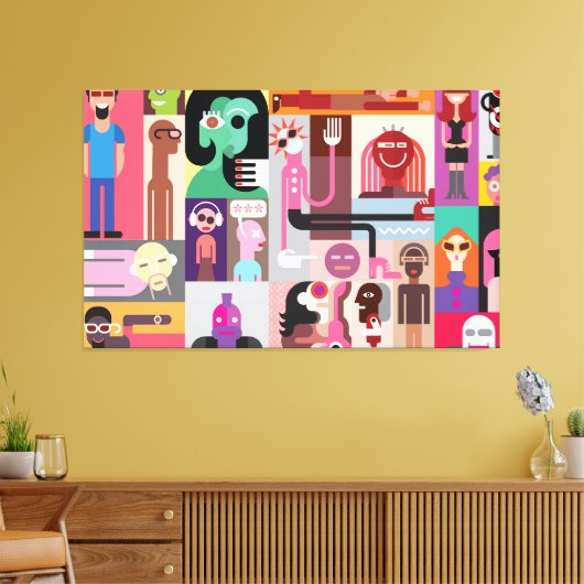 Pop kunstontwerp canvas afdruk (Insitu (Woonkamer))