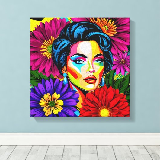 Pop kunstportret canvas afdruk (Insitu (Houten vloer))