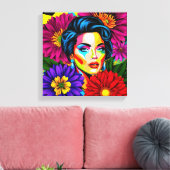 Pop kunstportret canvas afdruk (Insitu (Woonkamer))