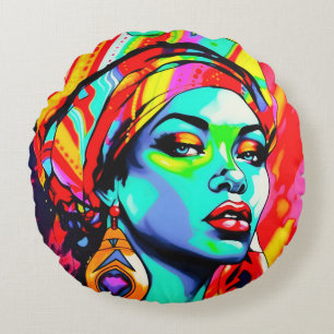 Pop Kunstportret Rond Kussen